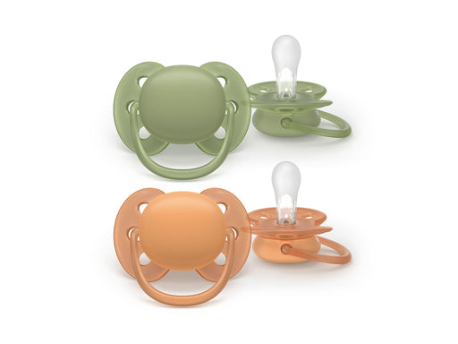 Philips Avent Pacifier ultra soft 2 pack 18+ mdr. grøn/orange