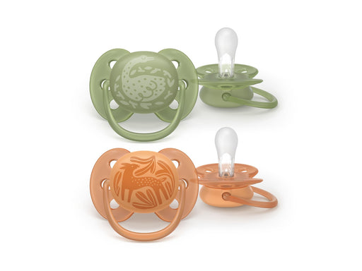 Philips Avent Pacifier ultra soft 2 pack 18+ mdr. grøn/orange