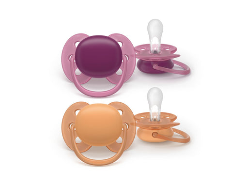 Philips Avent Pacifier ultra soft 2 pack 18+ mdr. pink/orange