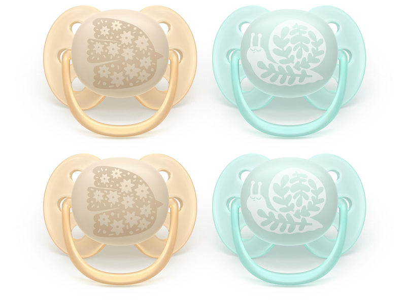 Philips Avent Pacifier ultra soft 4 pack 0–6 mdr. gul/blå
