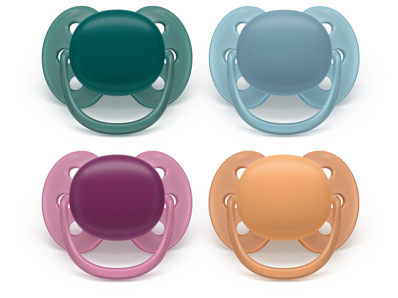 Philips Avent Pacifier ultra soft 4 pack 18+ mdr. blå/grøn/gul/rød