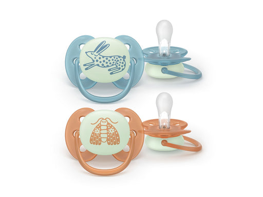Philips Avent Pacifier ultra soft nighttime 2 pack 18+ mdr. blå/orange