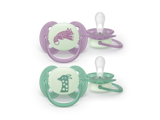 Philips Avent Pacifier ultra soft nighttime 2 pack 6–18 mdr. pink/grøn
