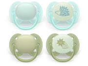 Philips Avent Pacifier ultra soft nighttime 4 pack 0–6 mdr. blå/grøn