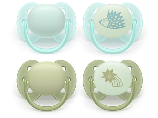 Philips Avent Pacifier ultra soft nighttime 4 pack 0–6 mdr. blå/grøn