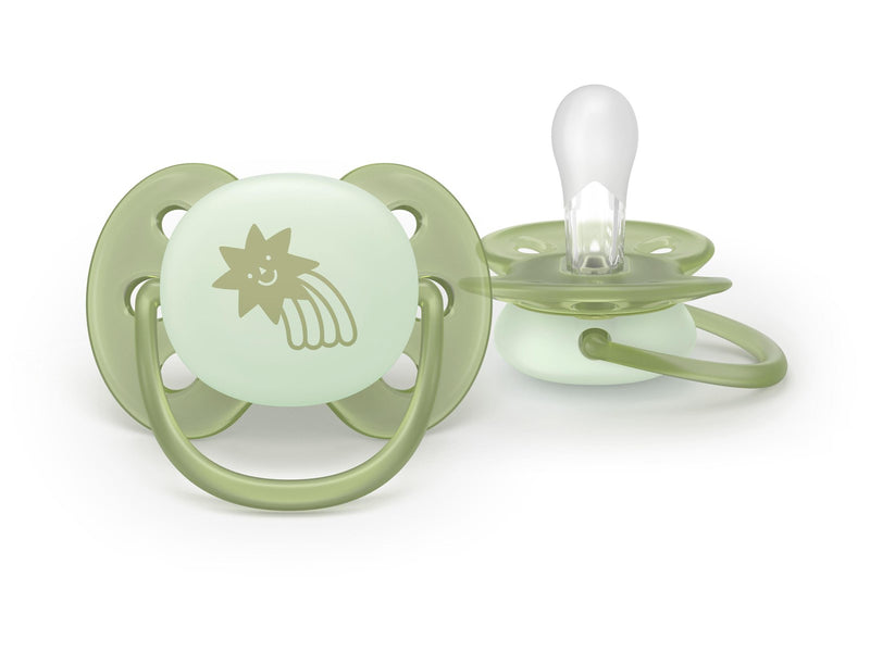 Philips Avent Pacifier ultra soft nighttime 4 pack 0–6 mdr. blå/grøn/gul/rød