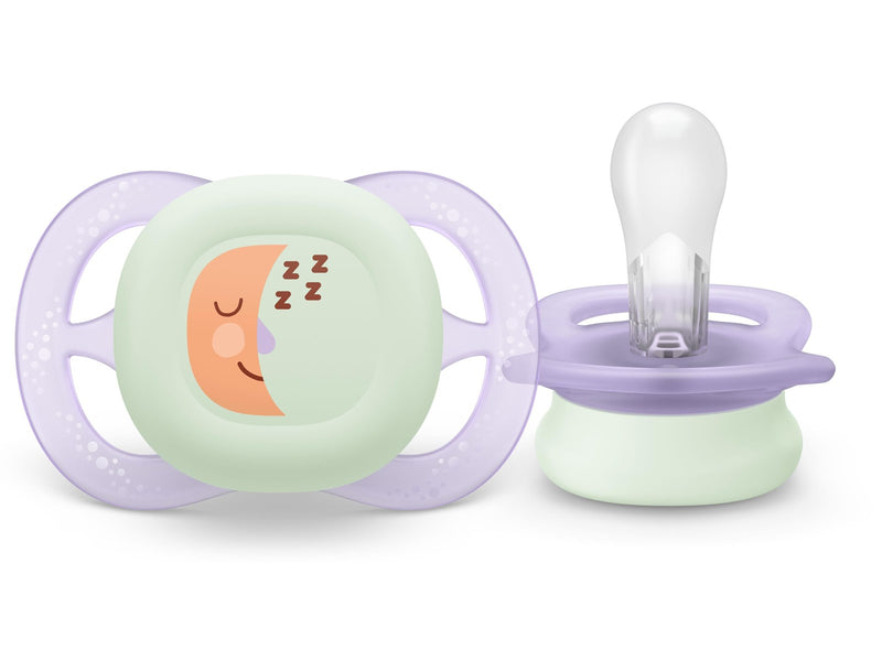 Philips Avent Pacifier ultra start nighttime 2 pack 0–6 mdr. pink/orange