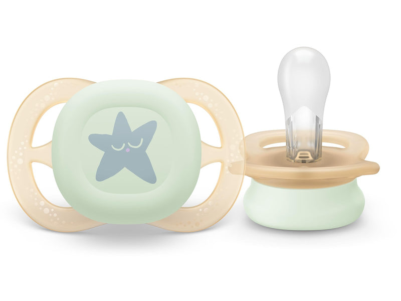 Philips Avent Pacifier ultra start nighttime 2 pack 0–6 mdr. pink/orange