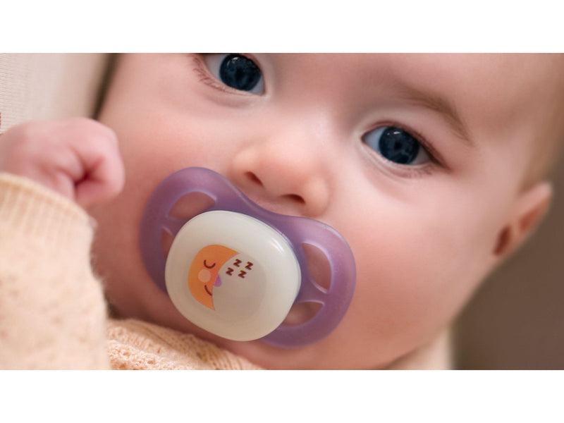 Philips Avent Pacifier ultra start nighttime 2 pack 0–6 mdr. pink/orange