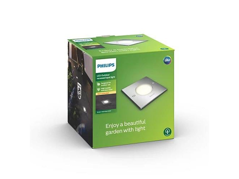 Philips Crust bodeneinbauspot, LED 3W, 2700K, edelstahl