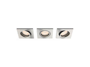 Philips DONEGAL recessed downlight, square, 3-pack, brushed steel