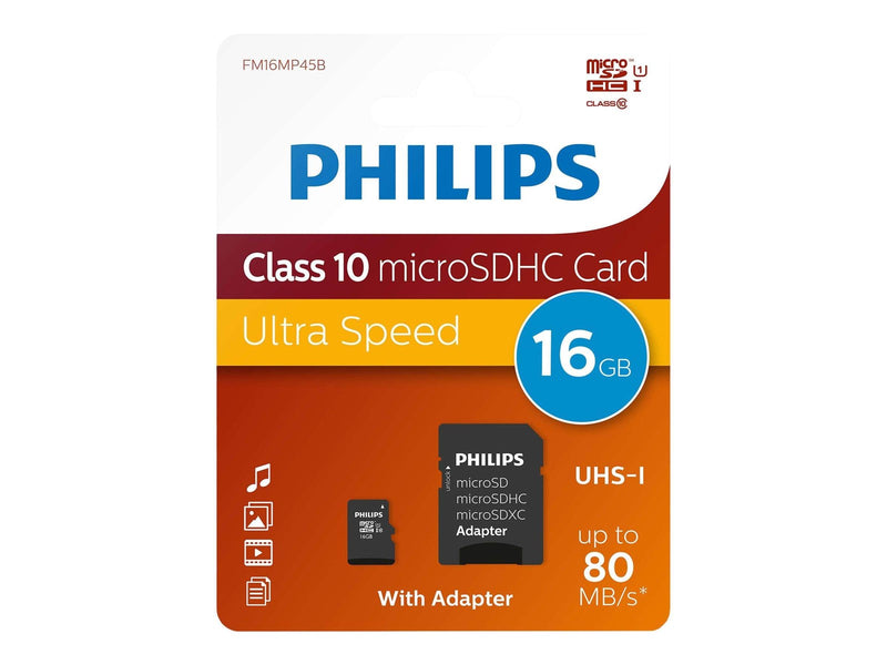 Philips FM16MP45B - flash memory card - 16 GB - microSDHC UHS-I