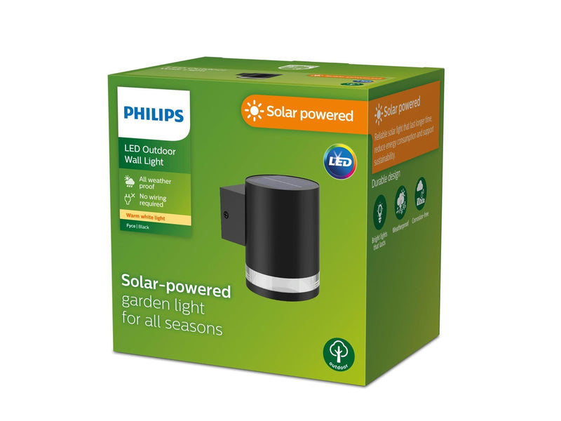 Philips Fyce outdoor wall lamp solar cell 1.5W 2700K black
