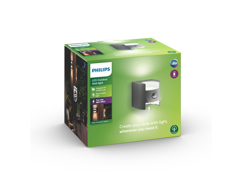 Philips Grass IR wall lantern anthracite 2x4.5W