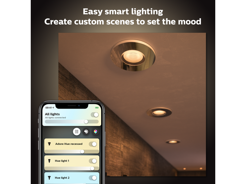 Philips Hue Adore Bathroom Recessed Downlight - Chrome - 3-pack