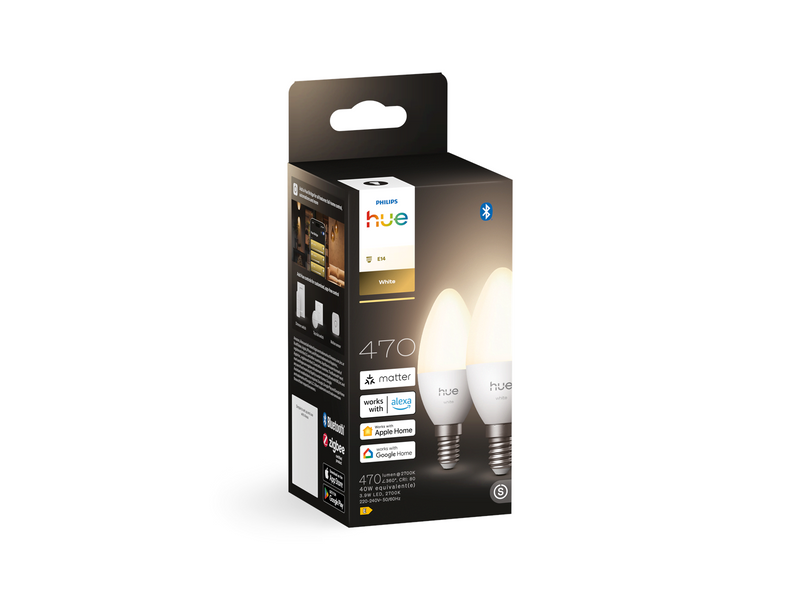 Philips Hue B39 Candle - E14 bulb - White - 2 pack