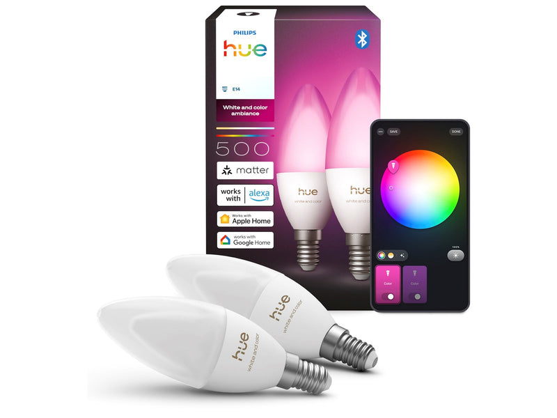 Philips Hue B39 Candle - E14 bulb - White and color ambiance - 2 pack