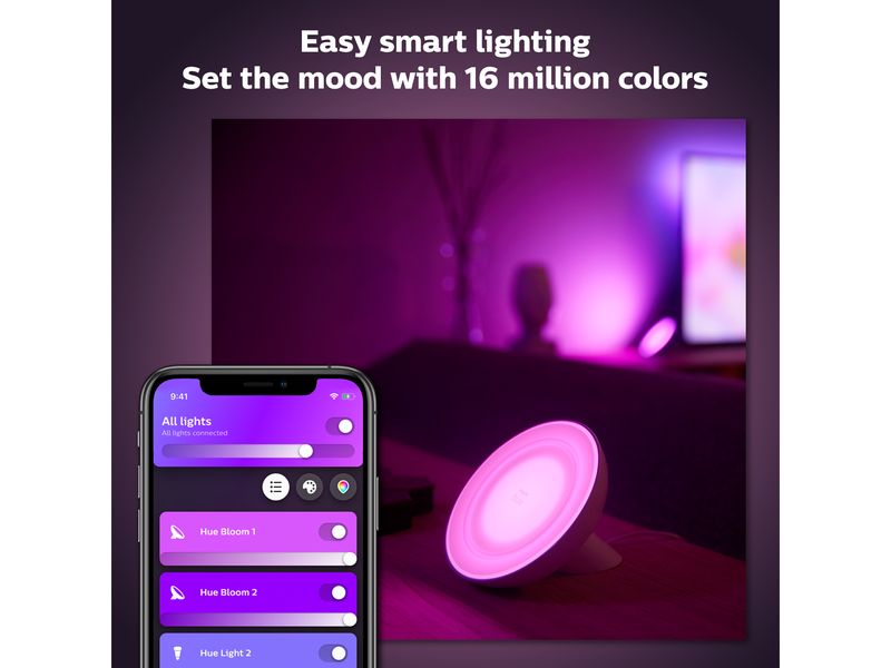 Philips Hue Bloom Tragbare Tischleuchte - BT - Schwarz