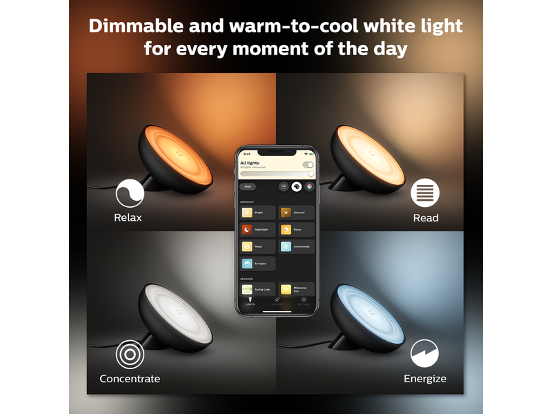 Philips Hue Bloom Tragbare Tischleuchte - BT - Schwarz