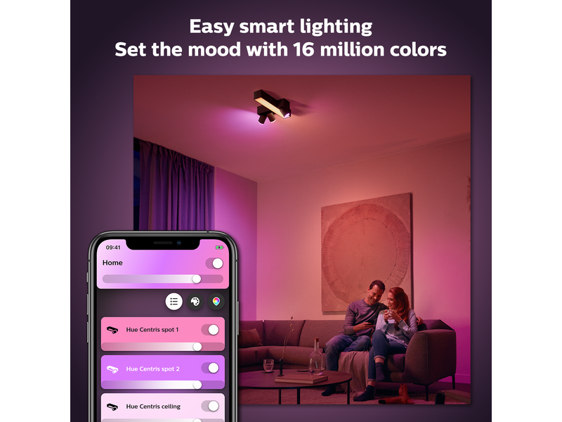 Philips Hue Centris Cross 3-er Spots 5.7W - schwarz