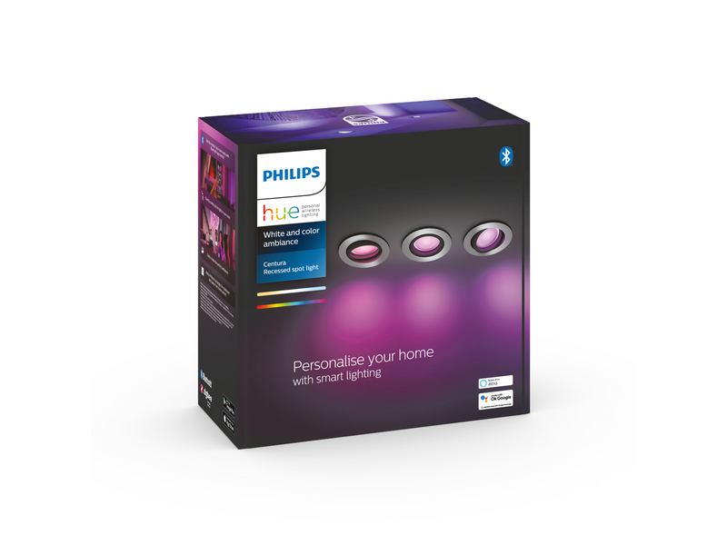 Philips Hue Centura Recessed Spotlight Round - Aluminium - 3-Pack