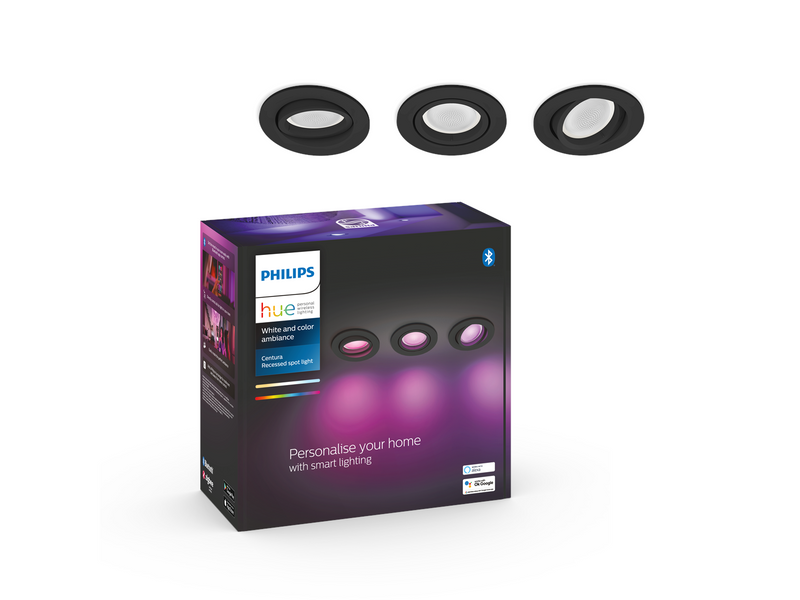 Philips Hue Centura Recessed Spotlight Round - Black - 3-Pack