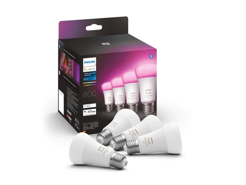 Philips Hue Color A60 E27 806 Lumen, 4er-Pack