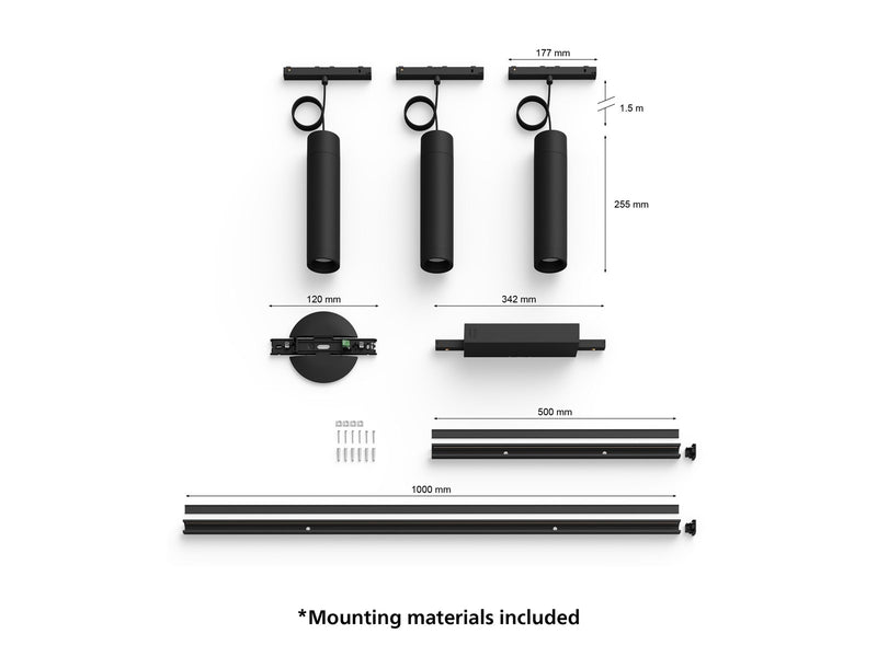 Philips Hue Perifo Ceiling Pendant - 3 Cylinders - Black