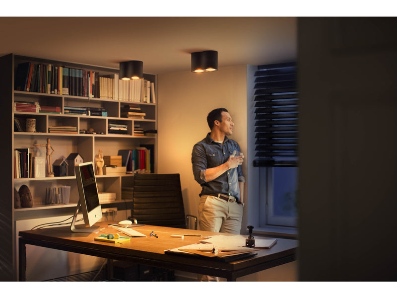 Philips Hue Pillar Double Spotlight - Black - With Dimmer Switch