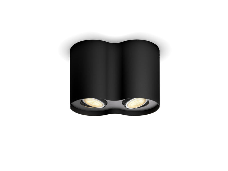 Philips Hue Pillar Double Spotlight - Black - With Dimmer Switch