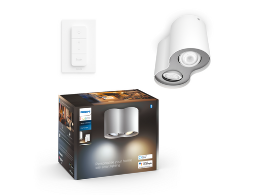 Philips Hue Pillar Double Spotlight - White - With Dimmer Switch