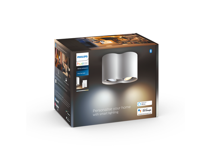 Philips Hue Pillar Double Spotlight - White - With Dimmer Switch