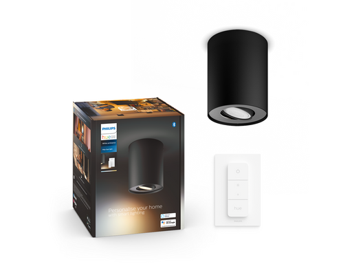 Philips Hue Pillar Single Spotlight - Black - With Dimmer Switch