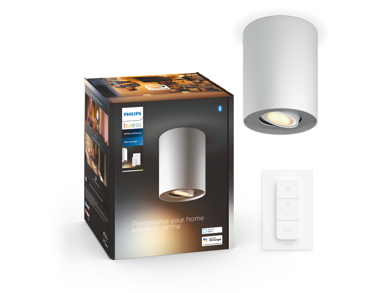Philips Hue Pillar Single Spotlight - White - With Dimmer Switch