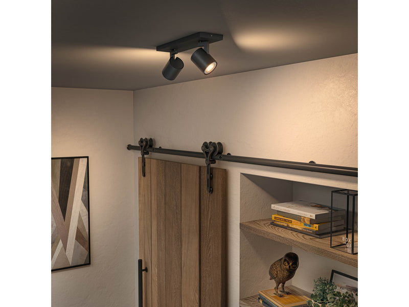 Philips Hue Runner Double Spotlight - Black - With Dimmer Switch