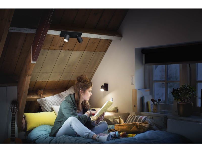 Philips Hue Runner Double Spotlight - Black - With Dimmer Switch