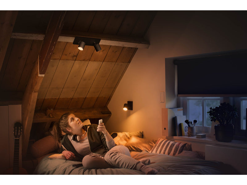 Philips Hue Runner Double Spotlight - Black - With Dimmer Switch