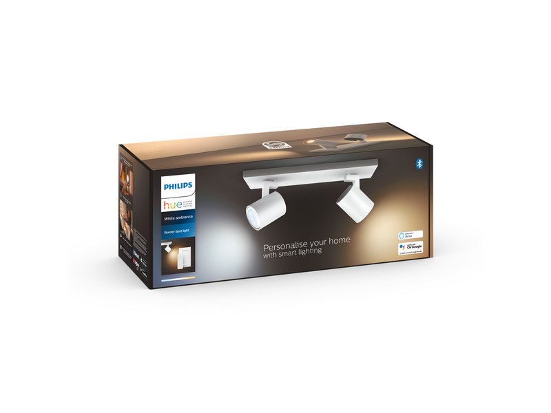 Philips Hue Runner Double Spotlight - White - With Dimmer Switch