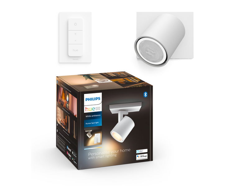 Philips Hue Runner Single Spotlight - White - With Dimmer Switch