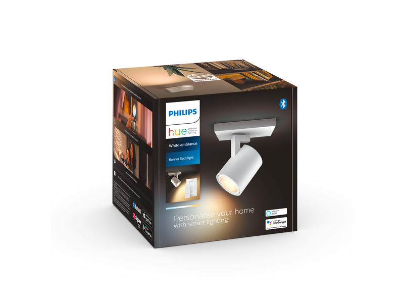 Philips Hue Runner Single Spotlight - White - With Dimmer Switch