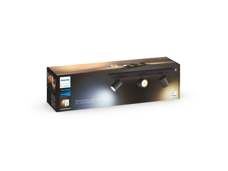 Philips Hue Runner Tripple Spotlight - Black - With Dimmer Switch