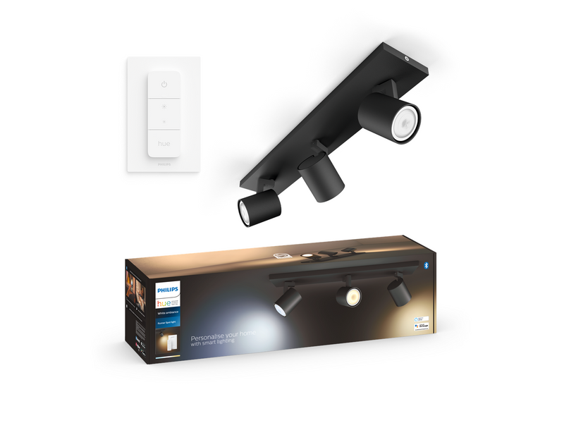 Philips Hue Runner Tripple Spotlight - Black - With Dimmer Switch