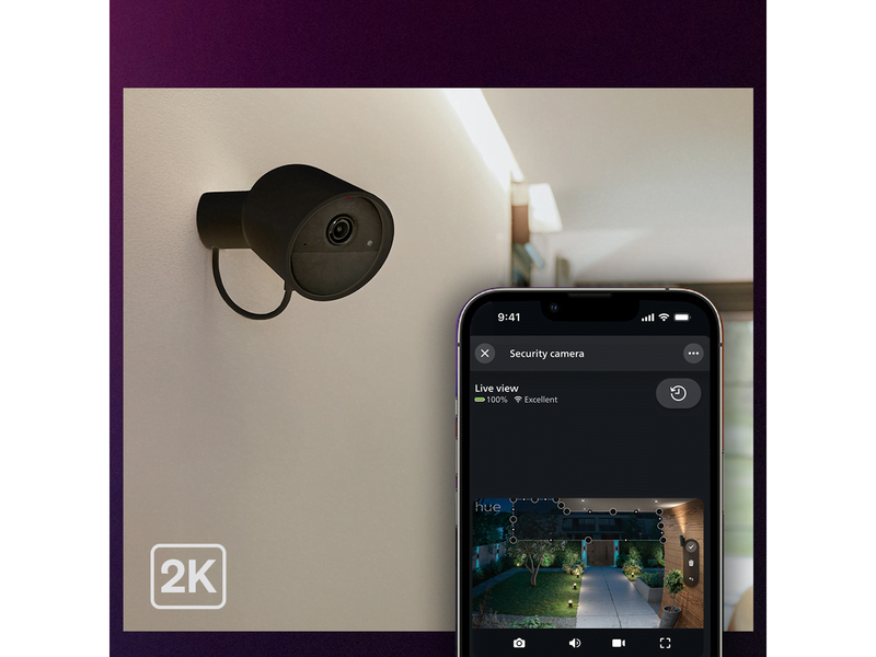 Philips Hue Secure 2K wired camera - black