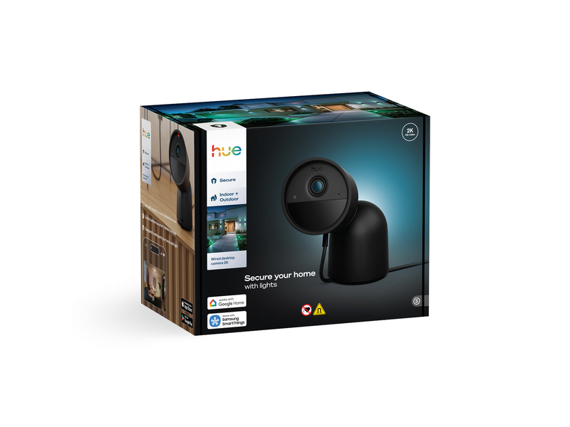 Philips Hue Secure 2K wired camera with desktop stand - black