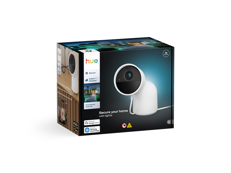 Philips Hue Secure 2K wired camera with desktop stand - white