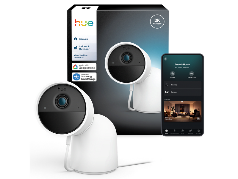 Philips Hue Secure 2K wired camera with desktop stand - white