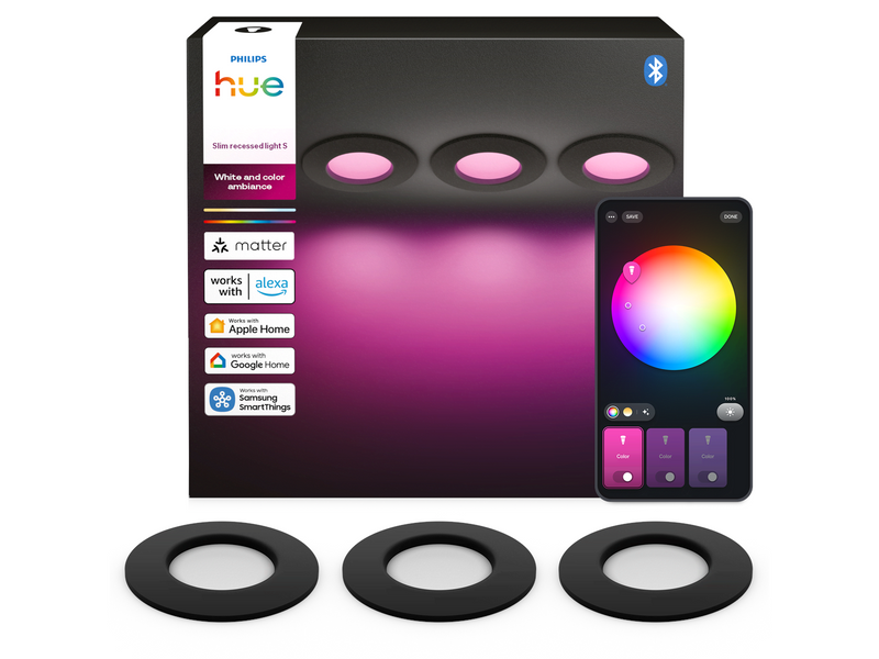 Philips Hue Slim recessed spotlight 90 mm Black - 3-pack