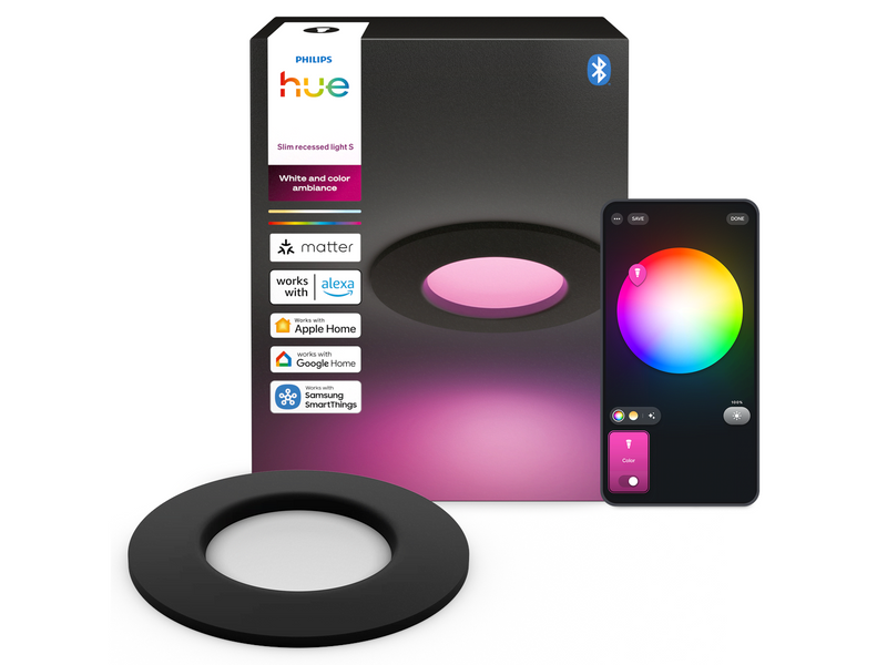 Philips Hue Slim recessed spotlight 90 mm Black
