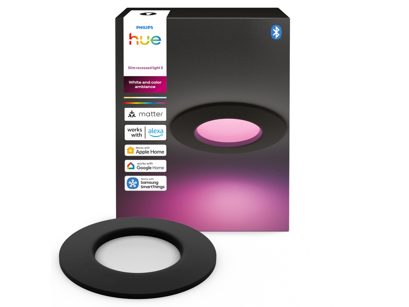Philips Hue Slim recessed spotlight 90 mm Black