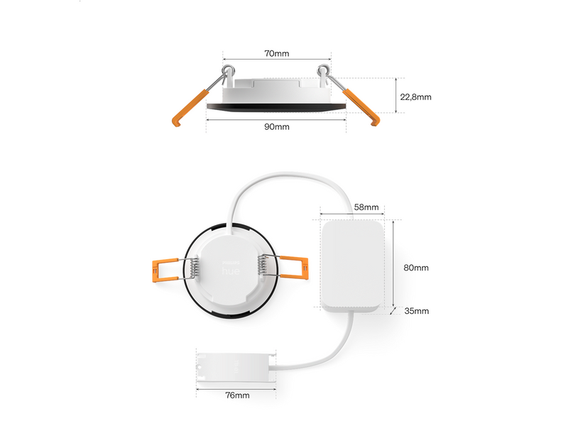 Philips Hue Slim recessed spotlight 90 mm Black